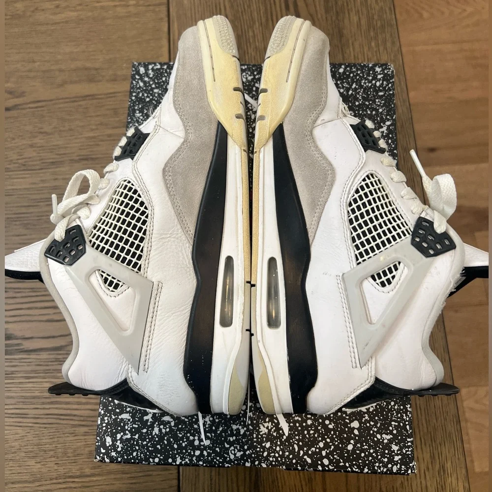 GUC Men’s Air Jordan 4 Retro White Black Neutral Gray Greis Neutre Noir 9.5M